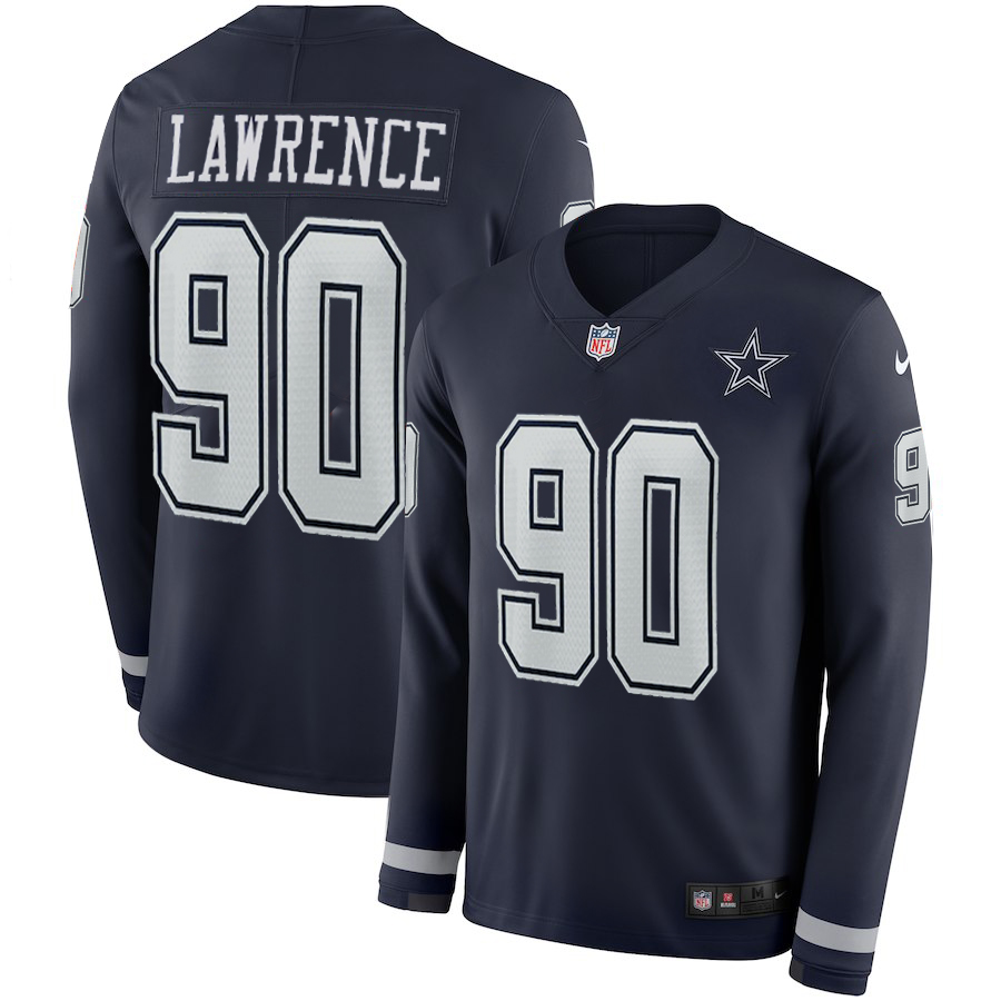 Men Dallas Cowboys 90 Lawrence blue Limited NFL Nike Therma Long Sleeve Jersey